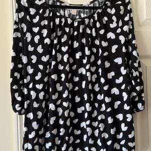Michael Kors Black Blouse with White Heart Print